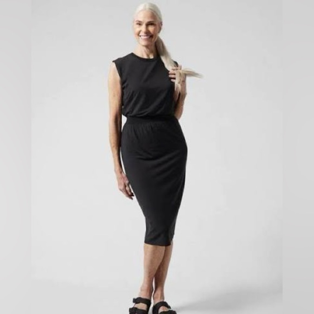 Athleta Santorini Cinch Dress Black Large